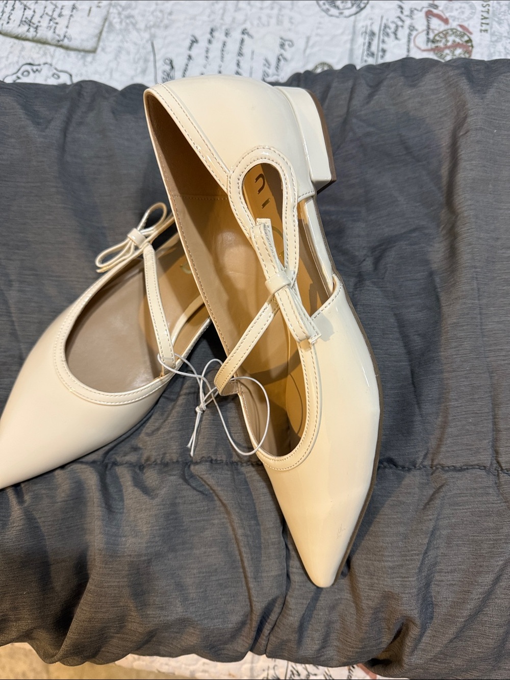 Unisa Cream Pointed Mary Jane flats